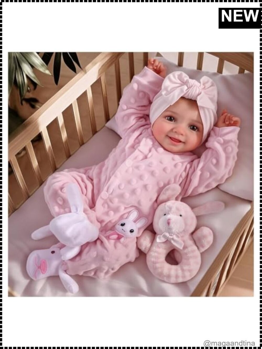 Reborn Baby Doll 17 Inch Realistic Poseable Soft Cloth Body with Accessories
